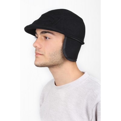Siyah Erkek Kasketli Kaşe Şapka - Şıklığın ve Sıcaklığın Mükemmel Bir Kombinasyonu