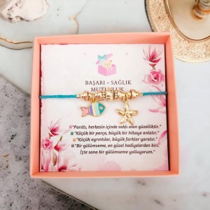 Turkuaz Kordonlu Balık Temalı Pandora Bileklik - Özel Tasarım