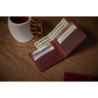 Hakiki Deriden El Yapımı Bordo Erkek Cüzdanı | Kişiye Özel Gravür Seçeneği 