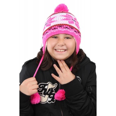 Yumuşak Kürklü Ponponlu Kulaklı Bere - 3-5 Yaş Kız Çocukları İçin Sevimli Kışlık Aksesuar