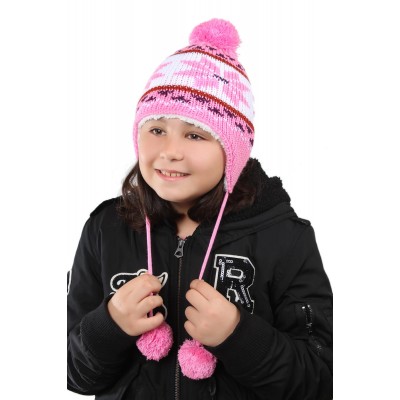 Yumuşak Kürklü Ponponlu Kulaklı Bere - 3-5 Yaş Kız Çocukları İçin Sevimli Kışlık Aksesuar