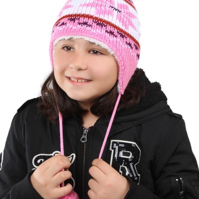 Yumuşak Kürklü Ponponlu Kulaklı Bere - 3-5 Yaş Kız Çocukları İçin Sevimli Kışlık Aksesuar Yumuşak Kürklü Ponponlu Kulaklı Bere - 3-5 Yaş Kız Çocukları İçin Sevimli Kışlık Aksesuar