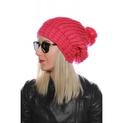 Lüx Ponponlu Bayan Fuşya Bere