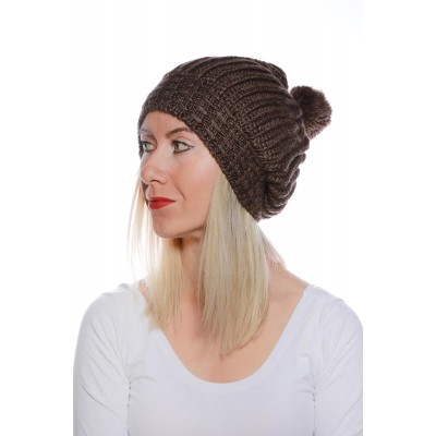 Lüx Ponponlu Bayan Kahverengi Bere