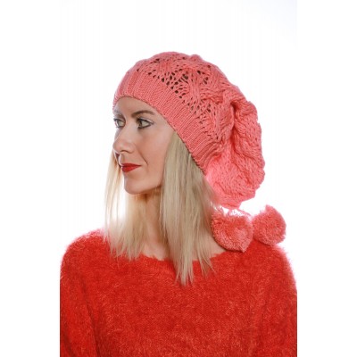 Lüks Bayan Ponponlu Bere Somon Rengi - Soğuk Havalarda Şıklığı Yakalayın