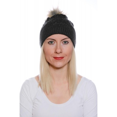 Ponponlu Taşlı Bayan Bere - Şıklığı ve Sıcaklığı Buluşturan Kış Aksesuarı - Gri