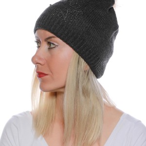 Ponponlu Taşlı Bayan Bere - Şıklığı ve Sıcaklığı Buluşturan Kış Aksesuarı - Gri Ponponlu Taşlı Bayan Bere - Şıklığı ve Sıcaklığı Buluşturan Kış Aksesuarı - Gri