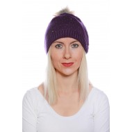 Ponponlu Taşlı Bayan Bere - Şıklığı ve Sıcaklığı Buluşturan Kış Aksesuarı - Mor