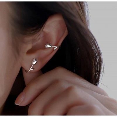 Tiny Flower Stud Earrings | Minimalist Silver Earrings for Women Gift