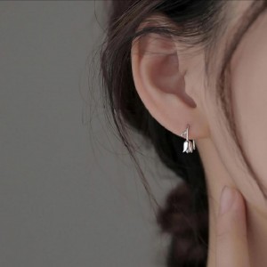 Tiny Flower Stud Earrings | Minimalist Silver Earrings for Women Gift