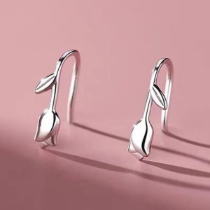 Tiny Flower Stud Earrings | Minimalist Silver Earrings for Women Gift