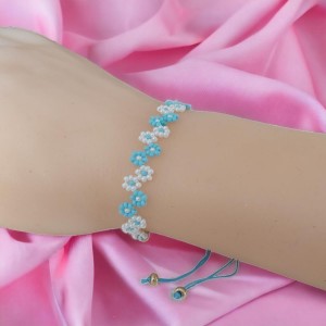 Miyuki Kum Boncuk El İşi Makrome Bileklik | Ayarlanabilir Bayan Bileklik | Mavi-Beyaz Miyuki Kum Boncuk El İşi Makrome Bileklik | Ayarlanabilir Bayan Bileklik | Mavi-Beyaz