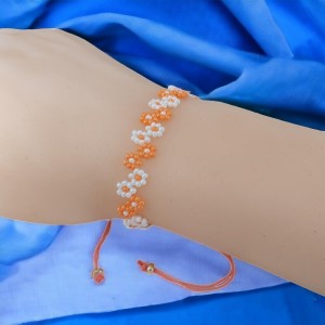 Miyuki Kum Boncuk El İşi Makrome Bileklik | Ayarlanabilir Bayan Bileklik | Portakal Beyaz Miyuki Kum Boncuk El İşi Makrome Bileklik | Ayarlanabilir Bayan Bileklik | Portakal Beyaz