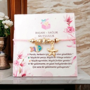 Deniz Tutkunları İçin Ayarlanabilir İp Asansörlü Deniz Yıldızı ve Balık Obje Pandora Bileklik | Pembe Renk Deniz Tutkunları İçin Ayarlanabilir İp Asansörlü Deniz Yıldızı ve Balık Obje Pandora Bileklik | Pembe Renk