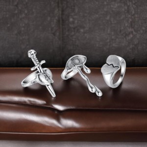 Oksitli Gümüş 3'lü Yüzük Seti - Modern ve Şık Tasarım Oksitli Gümüş 3'lü Yüzük Seti - Modern ve Şık Tasarım