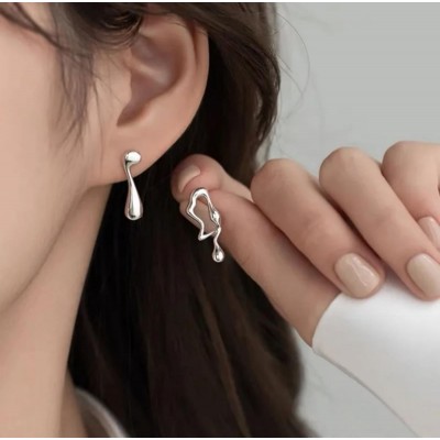 Su Damlası Tasarım Antialerjik Çelik Küpe – Gümüş Renk