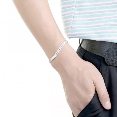 Paslanmaz Çelik Unisex İtalyan Zincir Bileklik - Modern ve Şık Tasarım - 25 cm Uzunluk