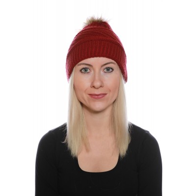 Şık Ponponlu Bayan Yün Bere Bordo - Soğuk Havalara Tarzınızı Ekleyin