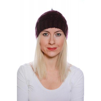 Şık Bayan Ponponlu Yün Bere Yünü - Sıcak ve ModernTasarım - Mor Renk