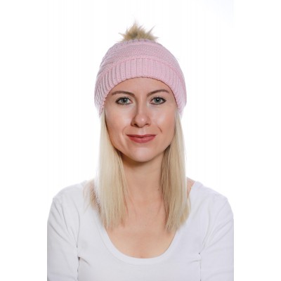 Şık Ponponlu Bayan Yün Bere Pembe - Soğuk Havalara Tarzınızı Ekleyin