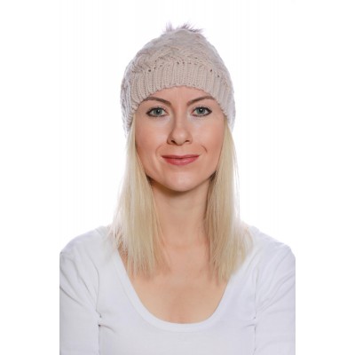 Şık Bayan Ponponlu Yün Bere Yünü - Sıcak ve ModernTasarım - Pembe Renk 