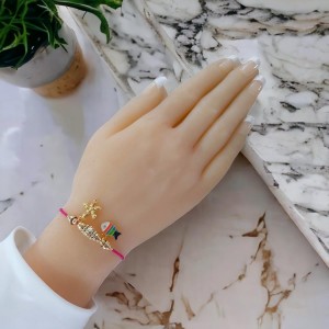 Balık ve Deniz Yıldızı Obje Ayarlanabilir İp Asansörü Pandora Bileklik | Pembe Renk