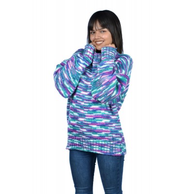 Renkli Örgü Bayan Yün Kazak 