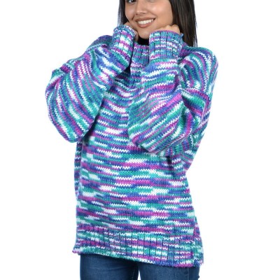 Renkli Örgü Bayan Yün Kazak 