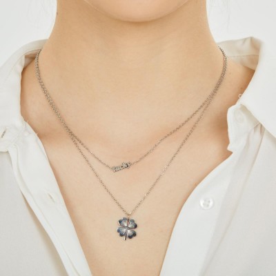 Şans Simgesi Paslanmaz Çelik Gümüş Kaplama Yonca Kolye Şans Simgesi Paslanmaz Çelik Gümüş Kaplama Yonca Kolye