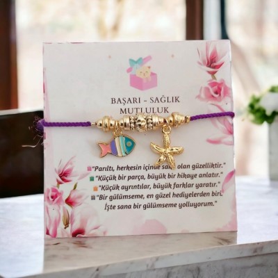 Deniz Esintisi Ayarlanabilir İp Asansörlü Pandora Bileklik | Mor Renk  Deniz Esintisi Ayarlanabilir İp Asansörlü Pandora Bileklik | Mor Renk