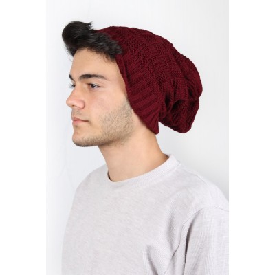 Modern Tasarım Erkek Yün Bere Bordo