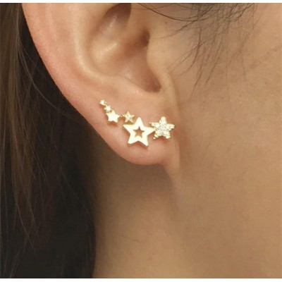 Yıldız Tasarım Çelik Gold Küpe | Zarif ve Modern Takı