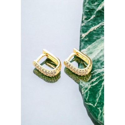 Zarif Zirkon Taşlı Altın Kaplama Çelik Küpe - Antialerjik, Şık ve Dayanıklı